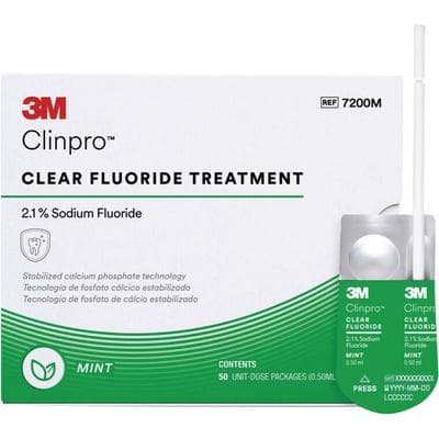 Solventum (3M) Clinpro Clear Fluoride Varnish, 2.1% Sodium Fluoride, Mint Flavor, 0.5 mL Unit Dose, 50/Pk, #7200M thumbnail 15