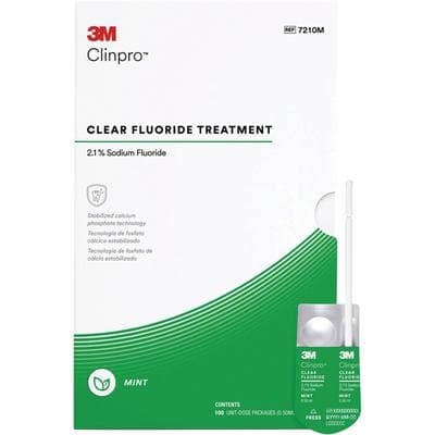 3M Clinpro Clear Fluoride Treatment Varnish, 2.1% Sodium Fluoride, 0.5 mL Unit Dose, Mint Flavor, 100/Pk, #7210M thumbnail 16