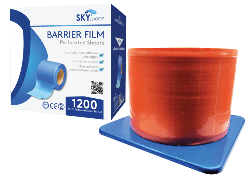 Sky Choice Barrier Film 4"x6" Orange Universal, Perforated, 1200/Roll - Barrier Film 4"x6" Orange Universal - Image 1
