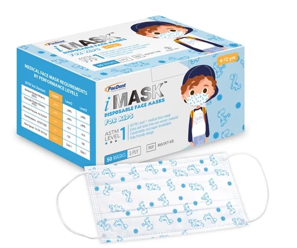 Pac-Dent iMask Child Ear Loop Face Mask, ASTM Level 3, Yellow, 50/Box, MASKT-KY thumbnail 2