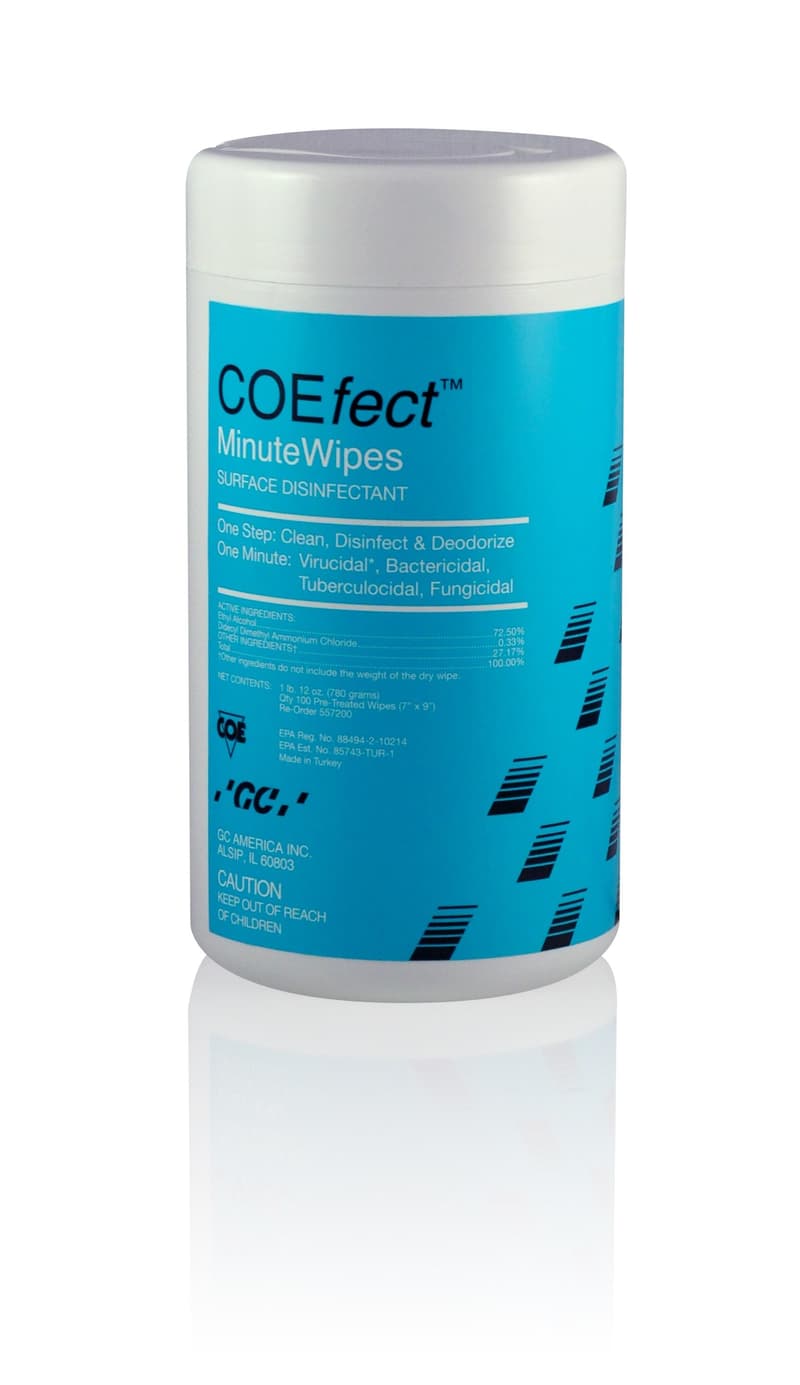 GC COEfect MinuteWipes Surface Disinfectant, 6" x 6.75", 160/Pack, #557200 - COEfect MinuteWipes (160) - Image 1