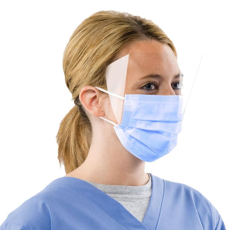 Sky Choice Mask Earloop L3 with Shield, Blue, 4-Layer, Anti-Fog, 25/Box - Mask Earloop L3 W/Shield Blue (25) - Image 1