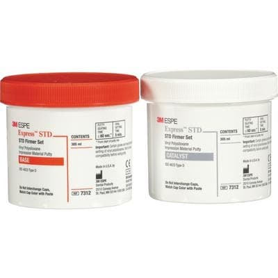 Solventum Express Putty Impression Material, Vinyl Polysiloxane, 2x305ml (Base & Catalyst) with Spacers - Express Putty (2x305ml) - Image 1
