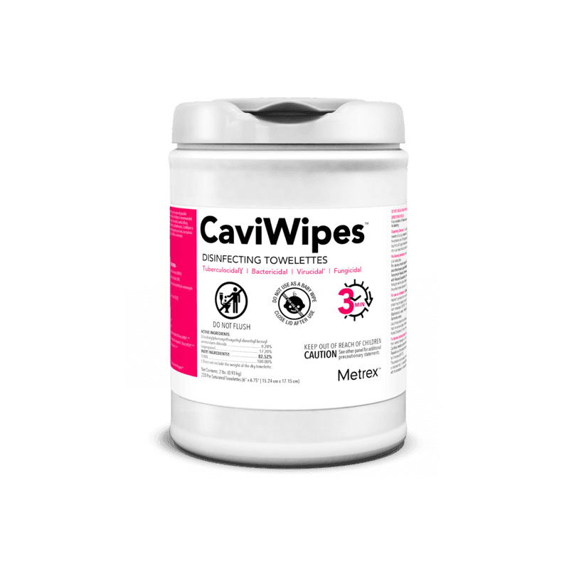 Kerr Caviwipes Disinfectant Wipes, 6" x 6.75", 160/Canister, White Lid, #13-1100 - Caviwipes Disinfectant Wipes (160) - Image 1