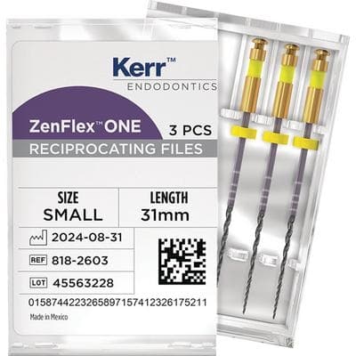 ZenFlex™ ONE Reciprocating NiTi File, Small, Yellow, .20/.06, 31mm, 3/Pk, 818-2603 thumbnail 12