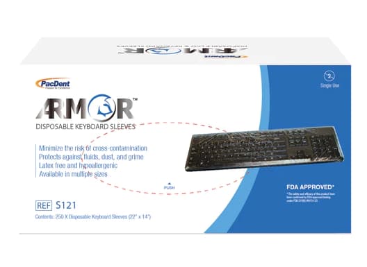 Pac-Dent Armor Disposable Keyboard Sleeves, 22" x 14", Clear Polyethylene, 250/Box, S121 thumbnail 15