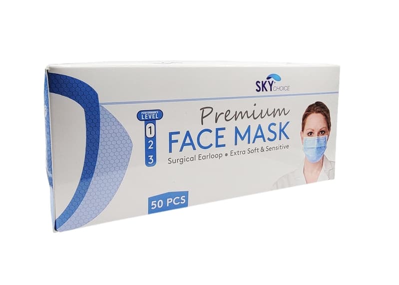 Sky Choice Mask Earloop Blue Level 1, ASTM, 50/Box - Mask Earloop Blue Level 1 (50) - Image 1