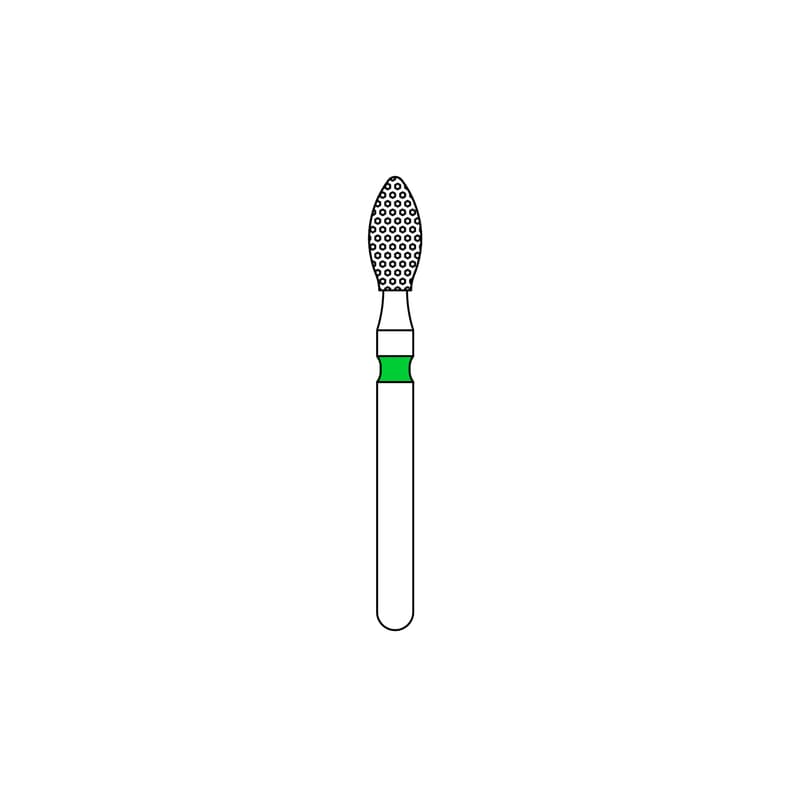 Priva Rotary Instruments Diamond Bur 368-023C, FG, Coarse, Green, Football, 2.3 mm Head Diameter, 5/Pkg, P368023C thumbnail 8