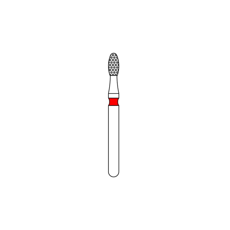 Priva Rotary Instruments Diamond Bur, FG, Fine Grit, Red Ring, Egg Shape, #379-016F, 1.6 mm Head Diameter, 5/Pkg, P379016F thumbnail 10