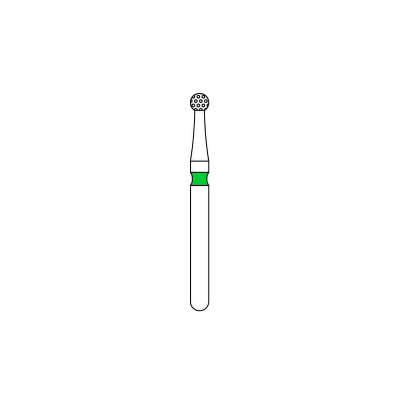 Priva Rotary Instruments Diamond Bur, FG, Round, Coarse, Green, 1.6 mm Head Diameter, 5/Pkg, 801-016C thumbnail 10