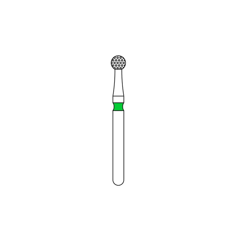 Priva Rotary Instruments Diamond Bur, FG, Round, Coarse, Green, 2.1 mm Head Diameter, 5/Pkg, 801-021C thumbnail 6