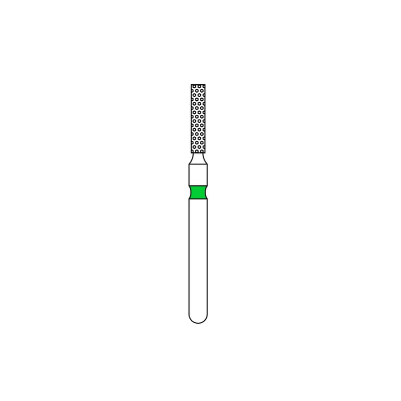 Priva Rotary Instruments Diamond Bur, FG, Coarse, Green, Flat End Cylinder, 1.2 mm Head Diameter, 5/Pkg, #836-012C thumbnail 6