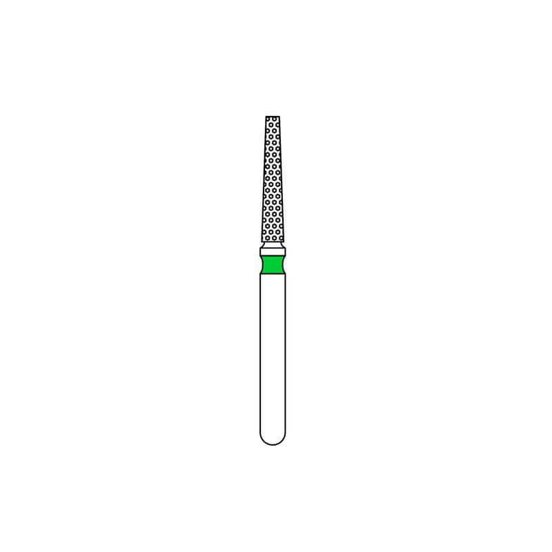 Priva Rotary Instruments Diamond Bur, FG, Coarse, Green, Flat End Taper, 1.4 mm Head Diameter, 5/Pkg, 847-014C thumbnail 6