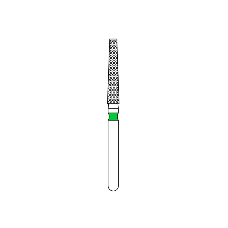 Priva Rotary Instruments Diamond Bur 848-018C, FG, Coarse, Green, Flat End Taper, 1.8 mm Head Diameter, 5/Pkg thumbnail 6