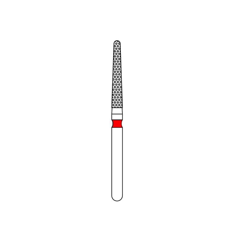 Priva Rotary Instruments Diamond Bur, FG, Fine Grit, Red Ring, Round End Taper, #850-016F, 1.6 mm Head Diameter, 5/Pkg thumbnail 6