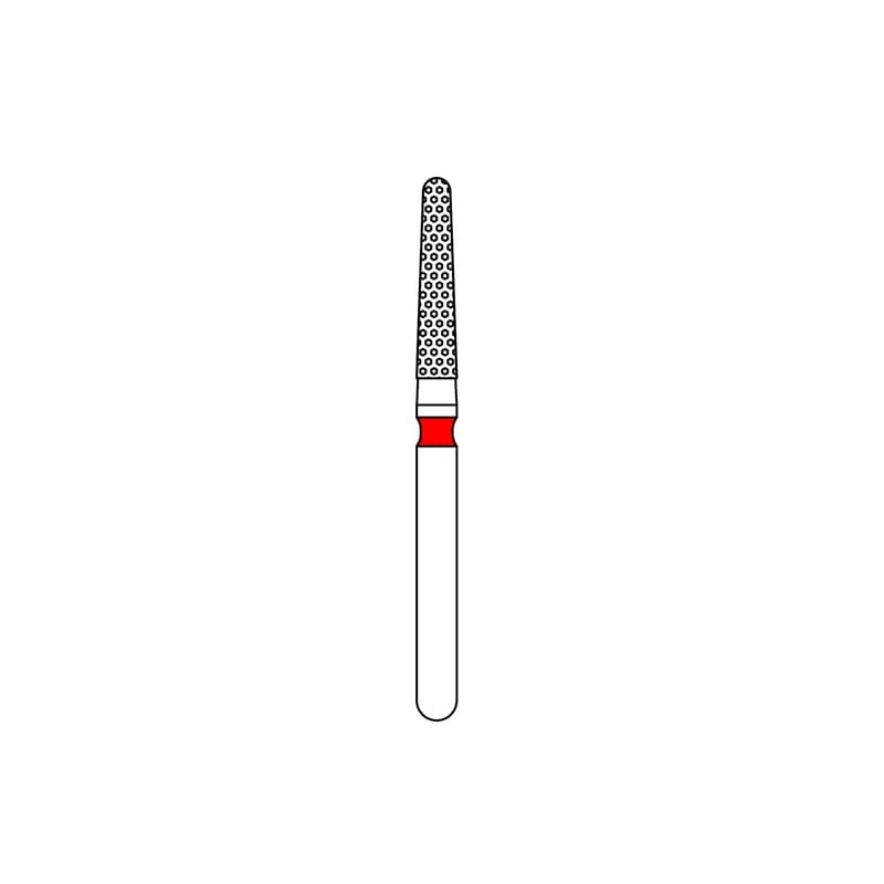 Priva Rotary Instruments Diamond Bur, FG, Fine Grit, Red Ring, Round End Taper, #856-016F, 1.6 mm Head Diameter, 5/Pkg, P856016F thumbnail 10