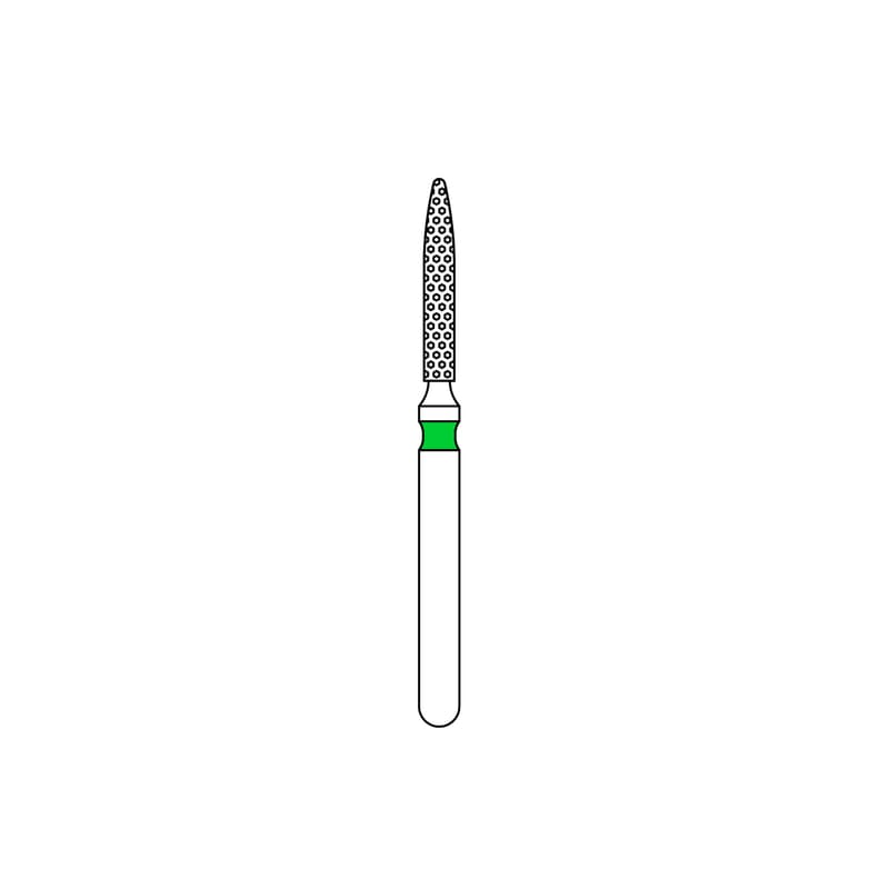 Priva Rotary Instruments Diamond Bur FG, Coarse, Green, Flame, 862-012C, 1.2 mm Head Diameter, 5/Pkg thumbnail 6