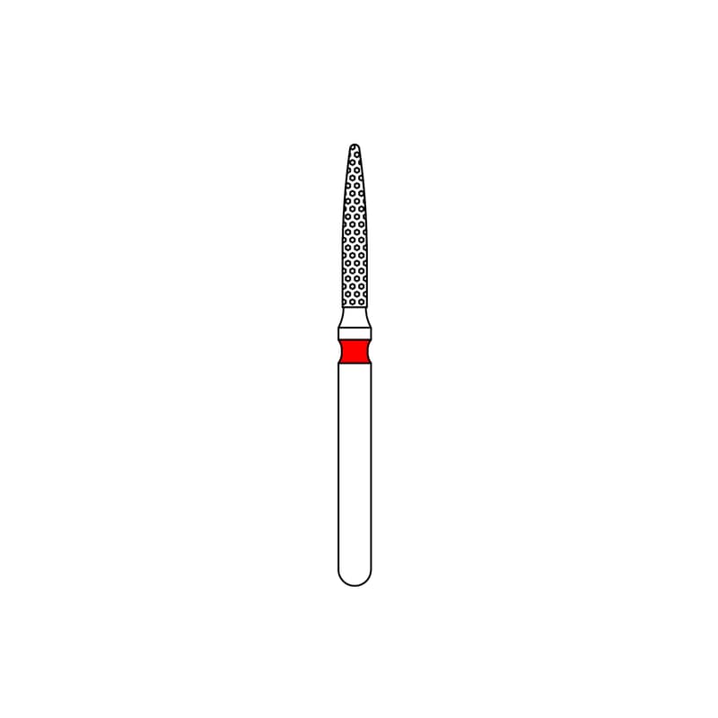 Priva Rotary Instruments Diamond Bur 888-012F, FG, Fine Grit, Red Ring, Flame Shape, 1.2 mm Head Diameter, 5/Pkg, P888012F thumbnail 6