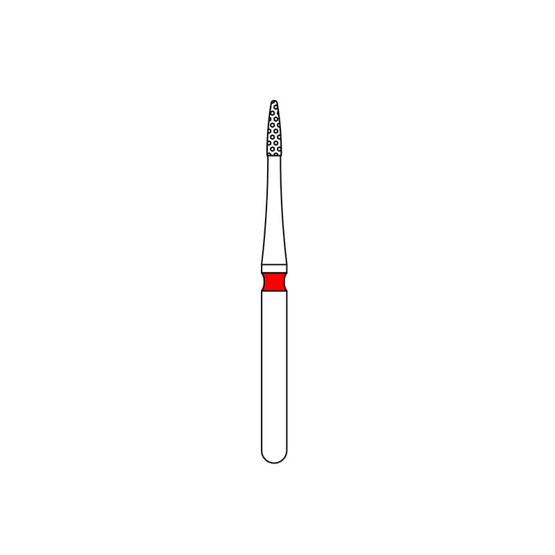 Priva Rotary Instruments Diamond Bur, FG, Fine, Red, Flame, 0.9 mm Head Diameter, 5/Pkg, #889-009F (P889009F) thumbnail 6