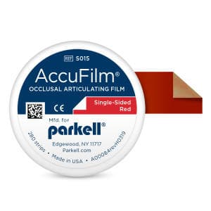 Parkell AccuFilm I Single-Sided Articulating Film, Red, Pre-Cut Strips, 21 Microns, 3-1/2" x 7/8", 280/Box, S015 thumbnail 18