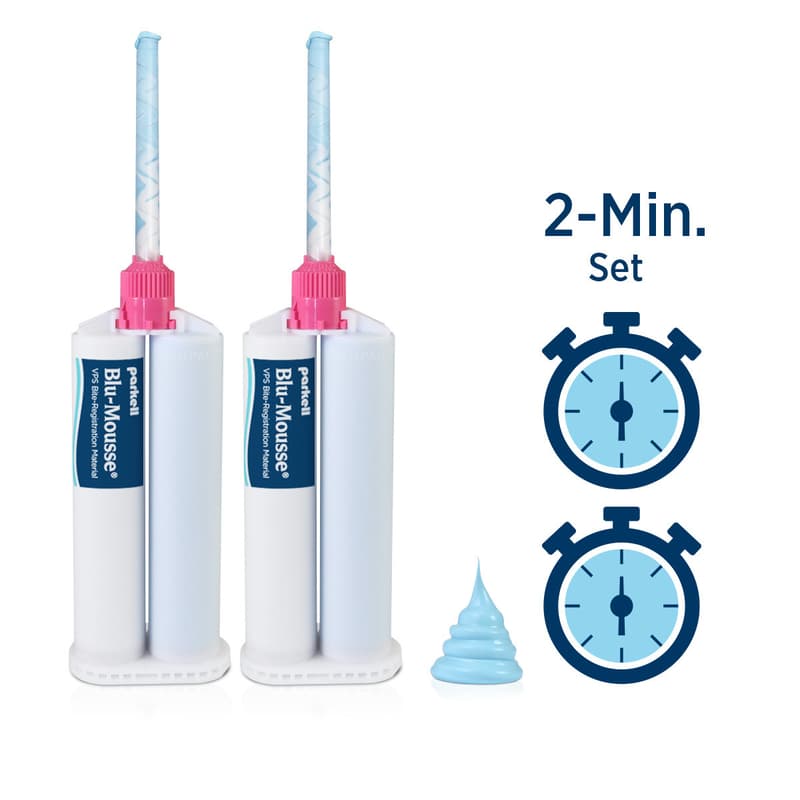 Blu-Mousse VPS Bite Registration Material, Classic Set, 50 ml Split Cartridge, Scent-Free, 2/Pkg, S438S thumbnail 19
