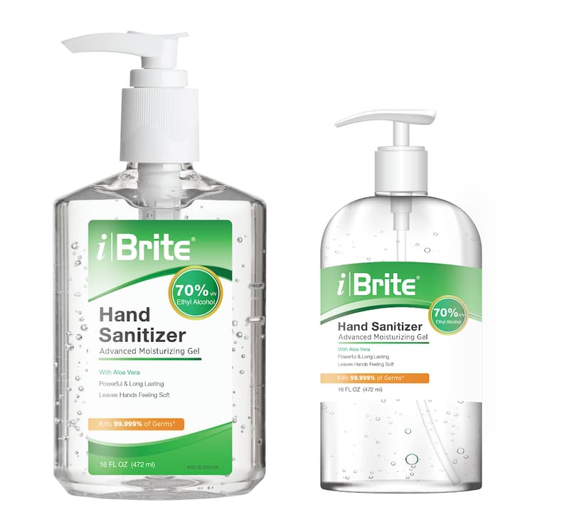 iBrite Advanced Moisturizing Gel Hand Sanitizer, 16oz Pump Bottle, 70% Ethanol, Hypoallergenic, Fragrance-Free, 16/Box, #82016 thumbnail 3
