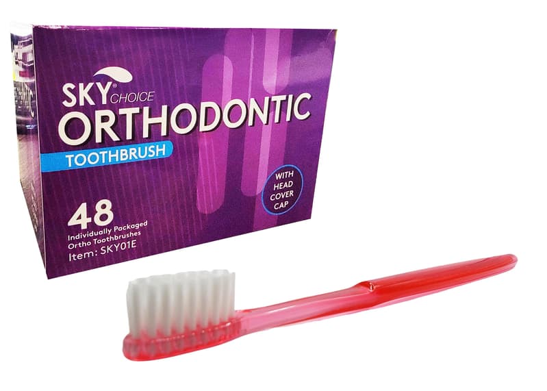 Sky Choice Orthodontics Toothbrushes with Protective Cap, 48/Box, 01KXNHK94V18TE0K8ANJDPNV2R - Toothbrushes Ortho (48) - Image 1