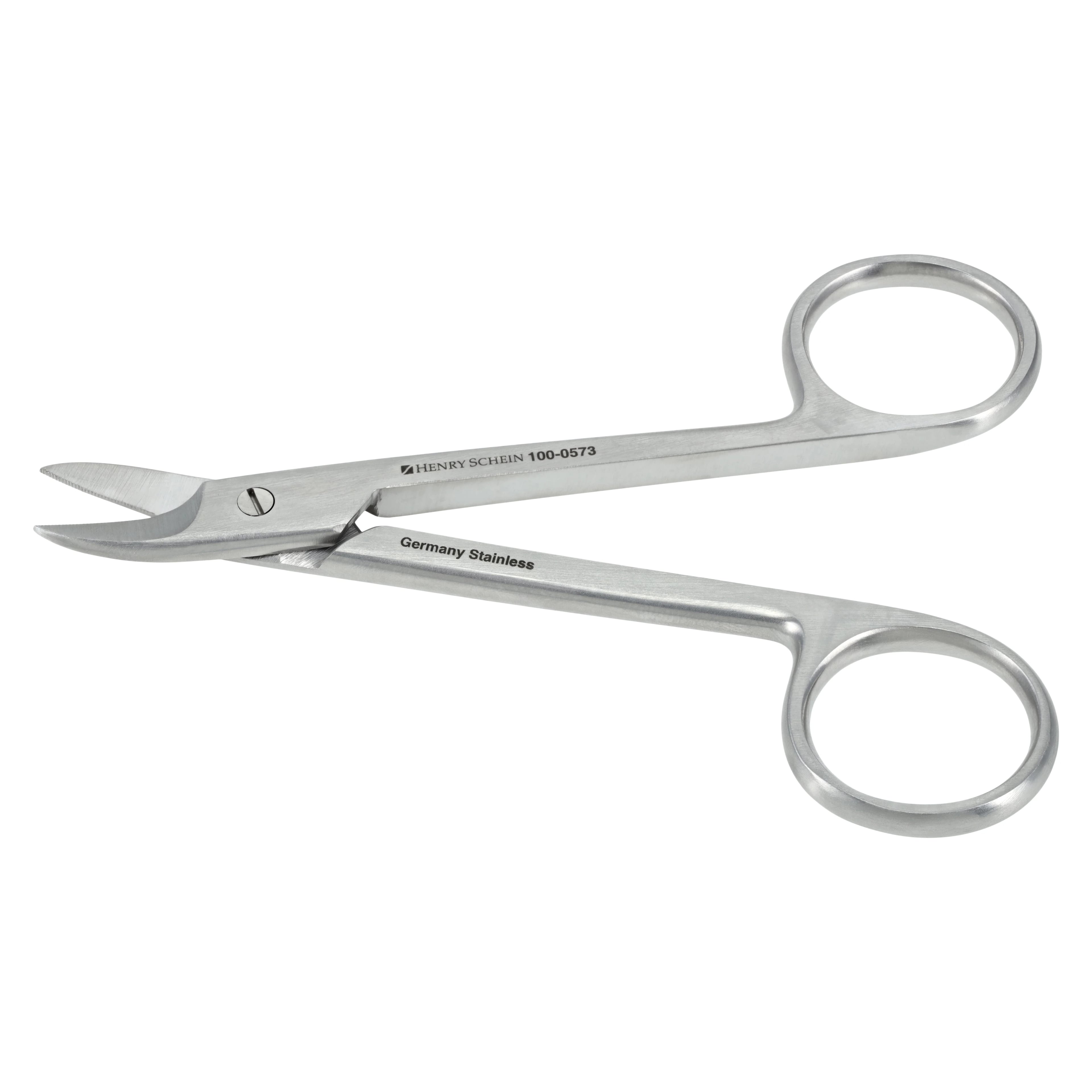 Henry Schein Crown & Collar Scissors, 4" Curved, Smooth, German Stainless Steel, Each