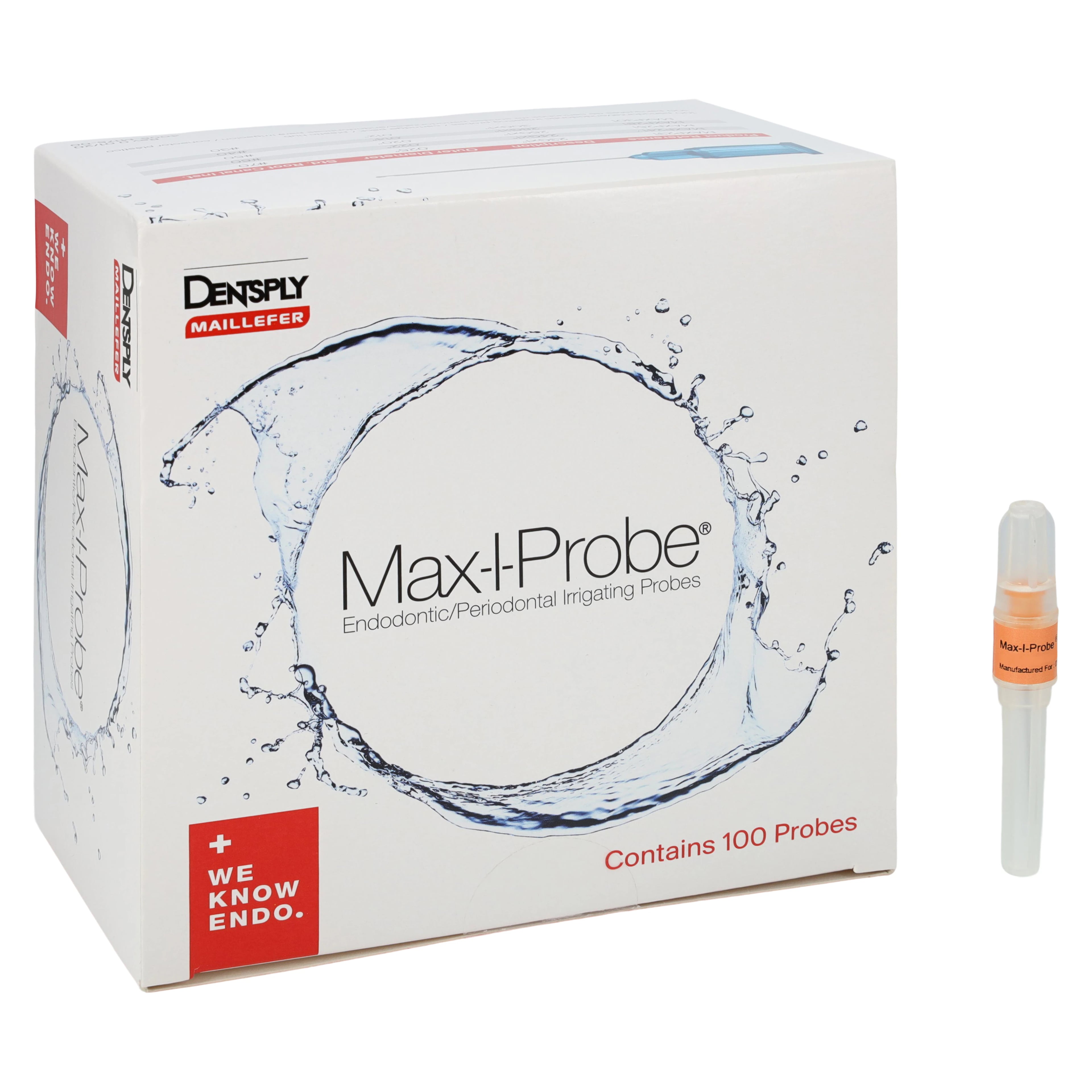 Max-i-Probe Endodontic/Periodontal Irrigation Probes, #50, 25 Ga x 1", Orange, 100/Pk, MAXP251