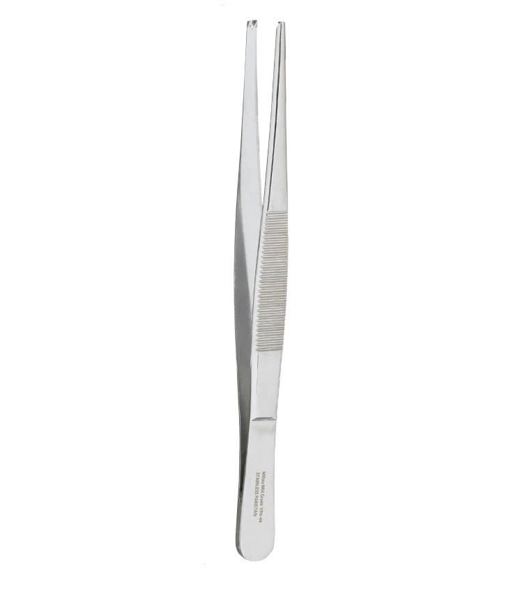 Miltex Vantage Tissue Forceps, 1x2 Teeth, Straight, 4.5", Stainless Steel, Autoclavable, Each