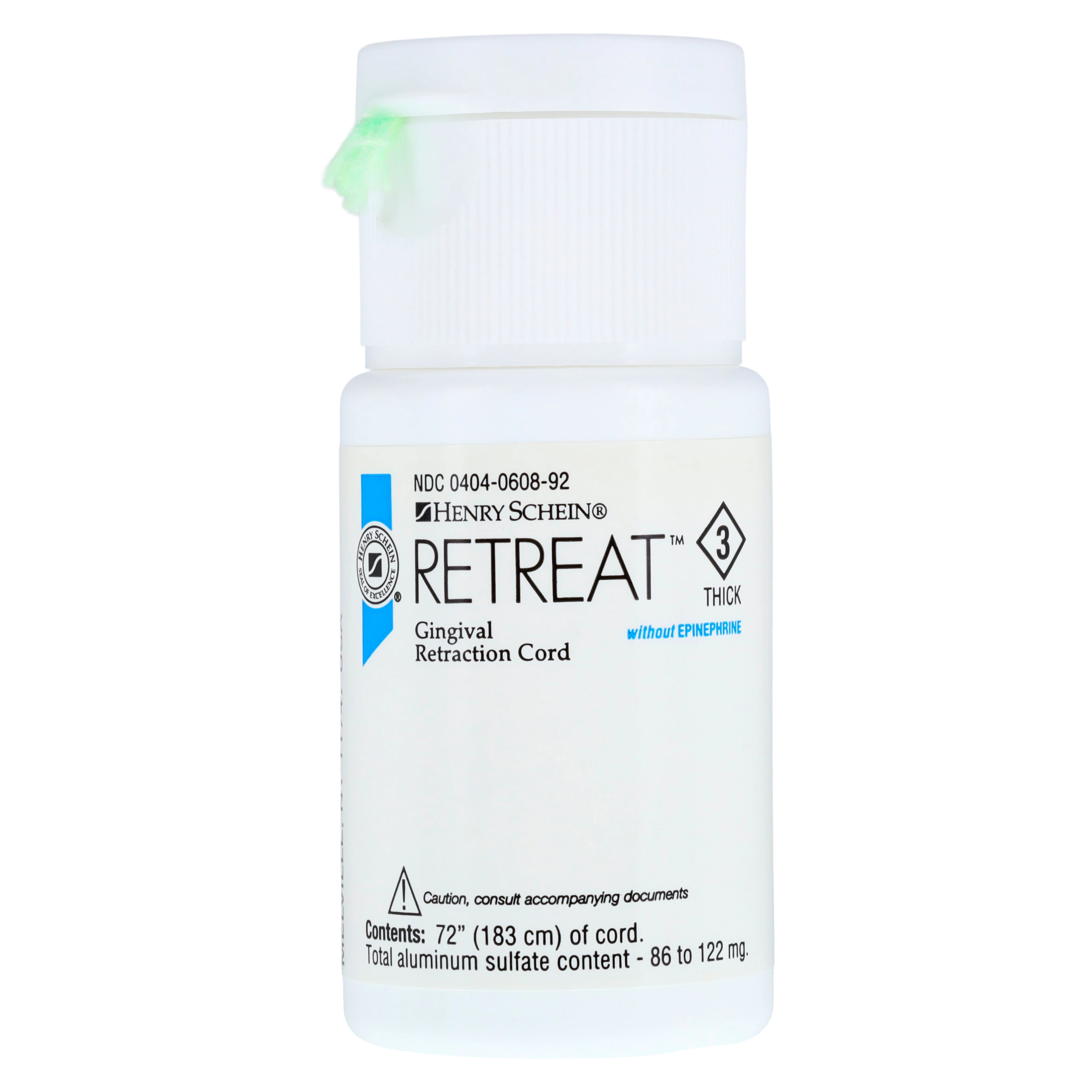 Retreat Aluminum Sulfate Twisted Gingival Retraction Cord, Size 3 Thick, 72 in, Each