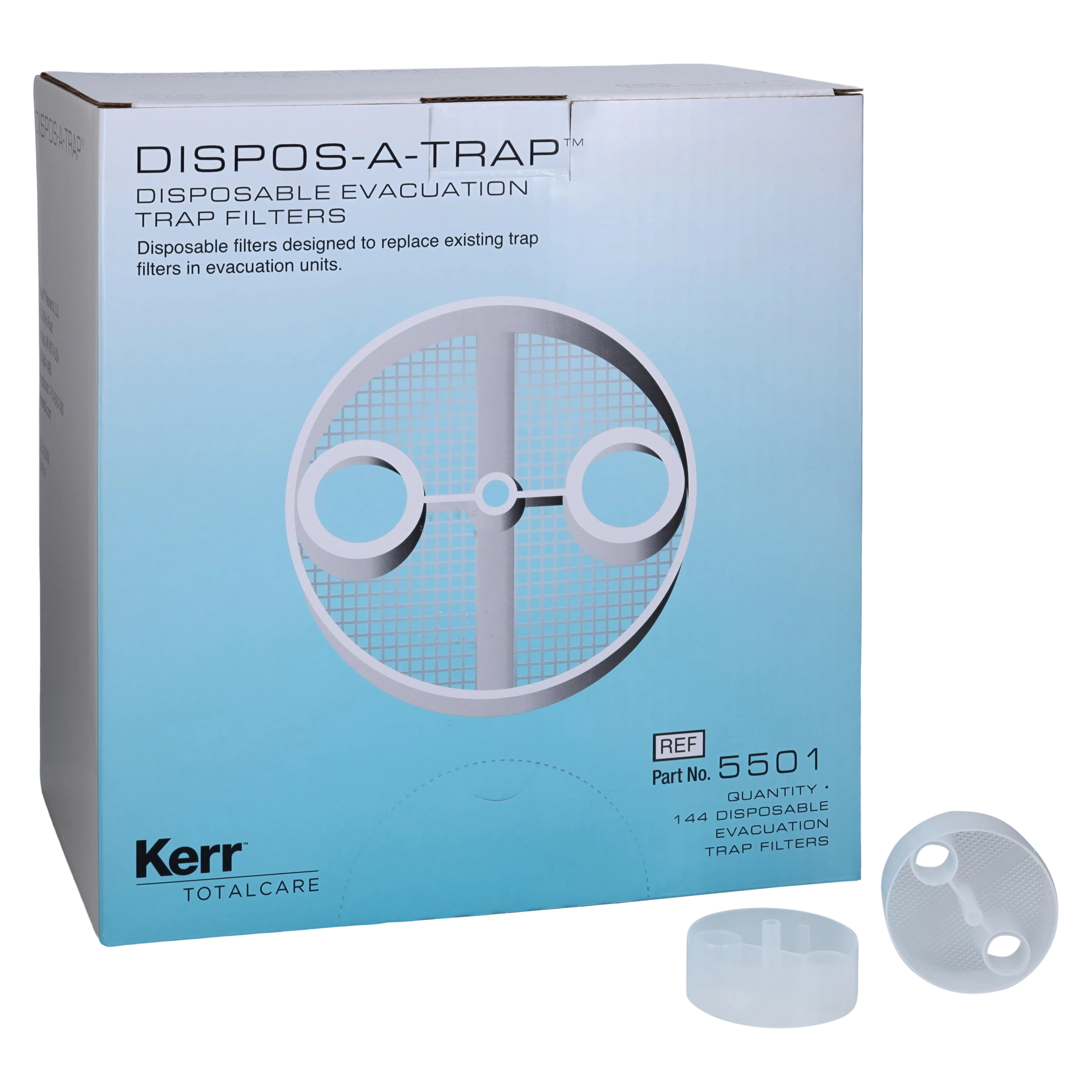 Kerr Dispos-A-Trap #5501 Evacuation Trap, 2-1/8" Diameter, 144/Pkg
