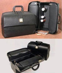 Professional Case M.D. Physician Bag, Emdee Style, 17x8x11", Black, Snap Closure Split Top with 2 Handles