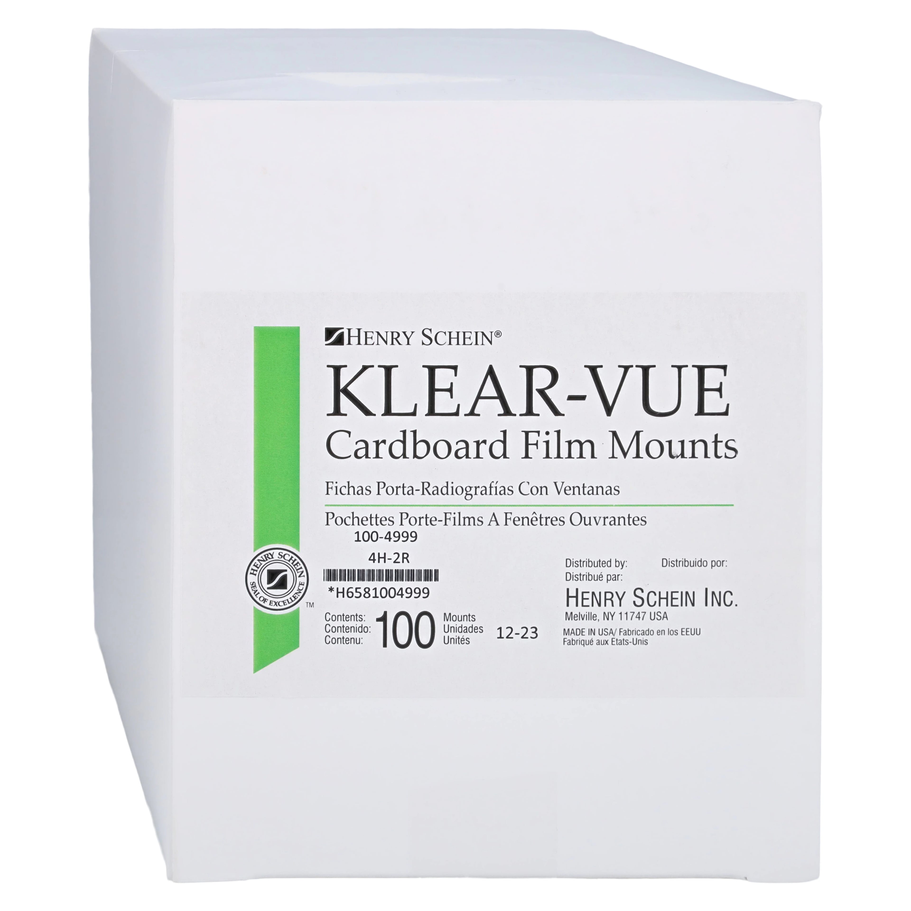 Klear-Vue Cardboard X-Ray Film Mounts, 4H-2R #2, Gray, 100/Box