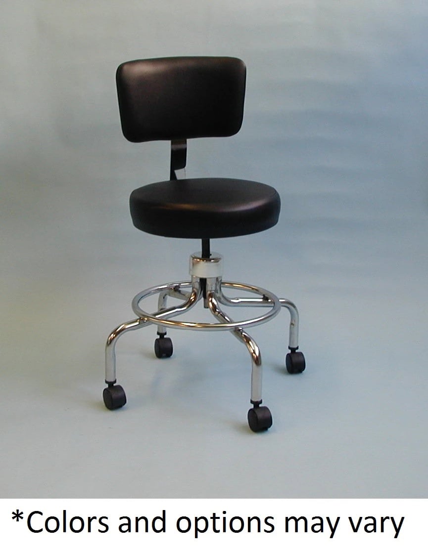 Brandt Industries Revolving Exam Stool with Back, Black