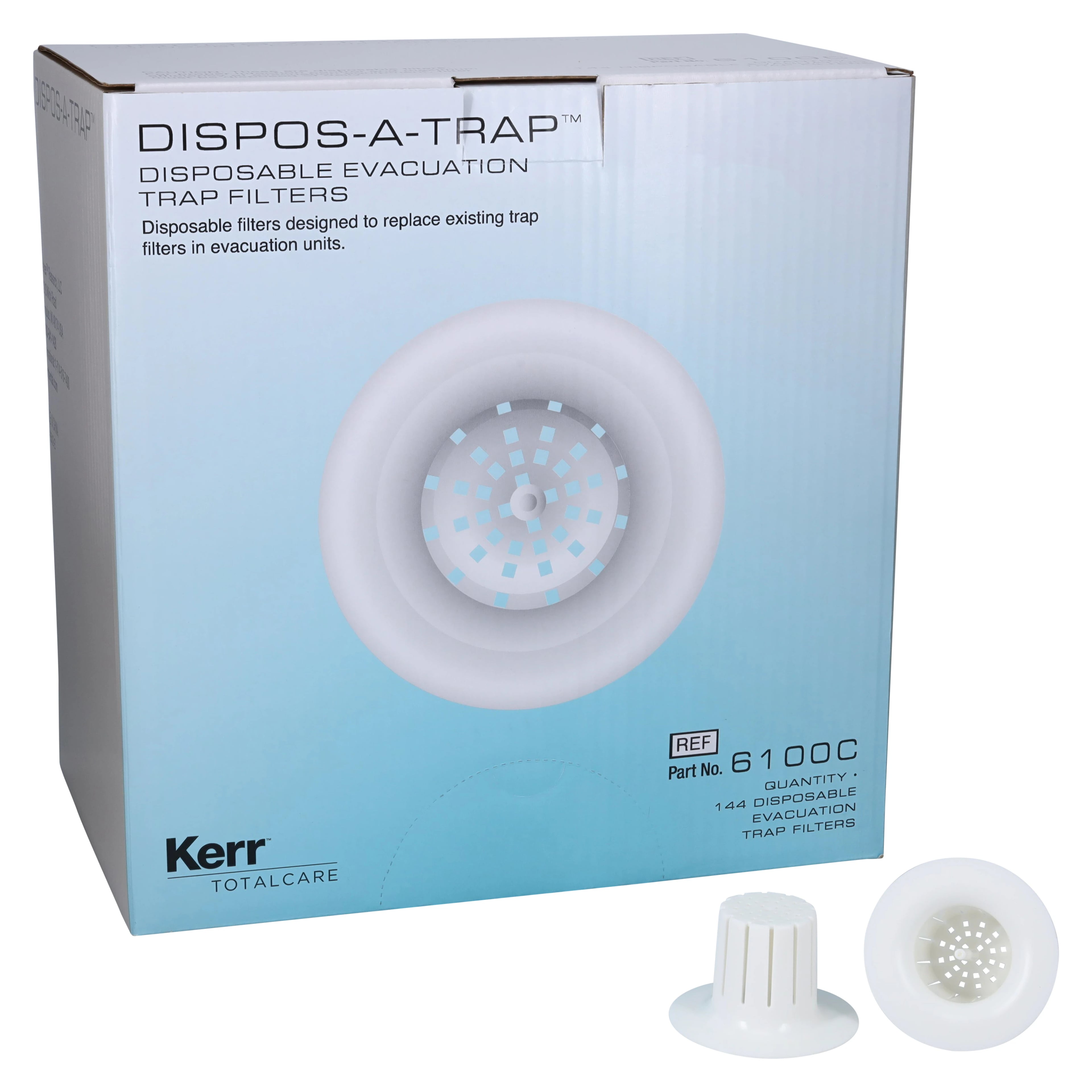 Dispos-a-Trap Disposable Cuspidor Vacuum Trap, 2 1/2" Diameter, Universal Fit, 144/Box, #6100-C