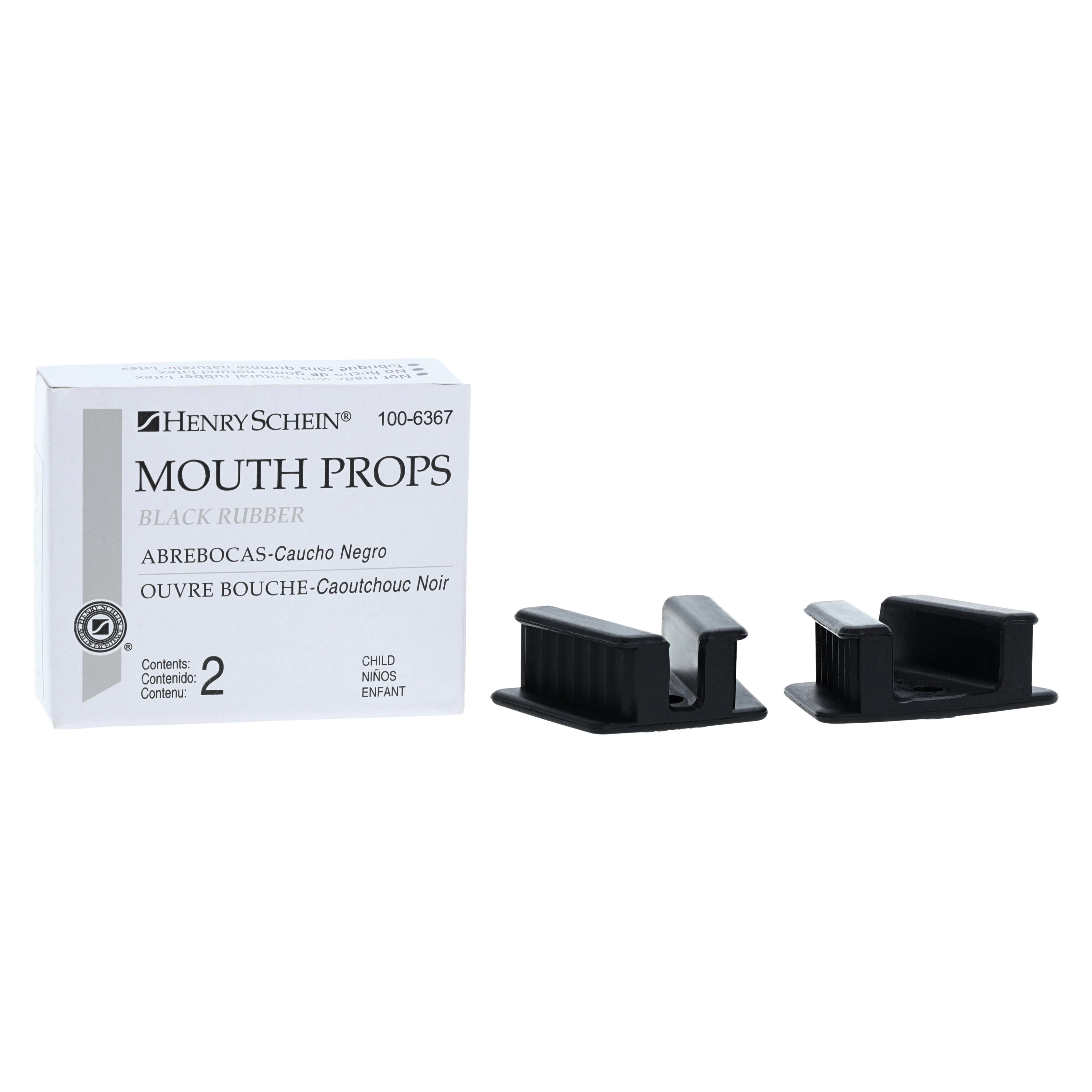 Mouth Props Black LF Rubber, Size 952, Child, Disposable Autoclavable, 2/Box