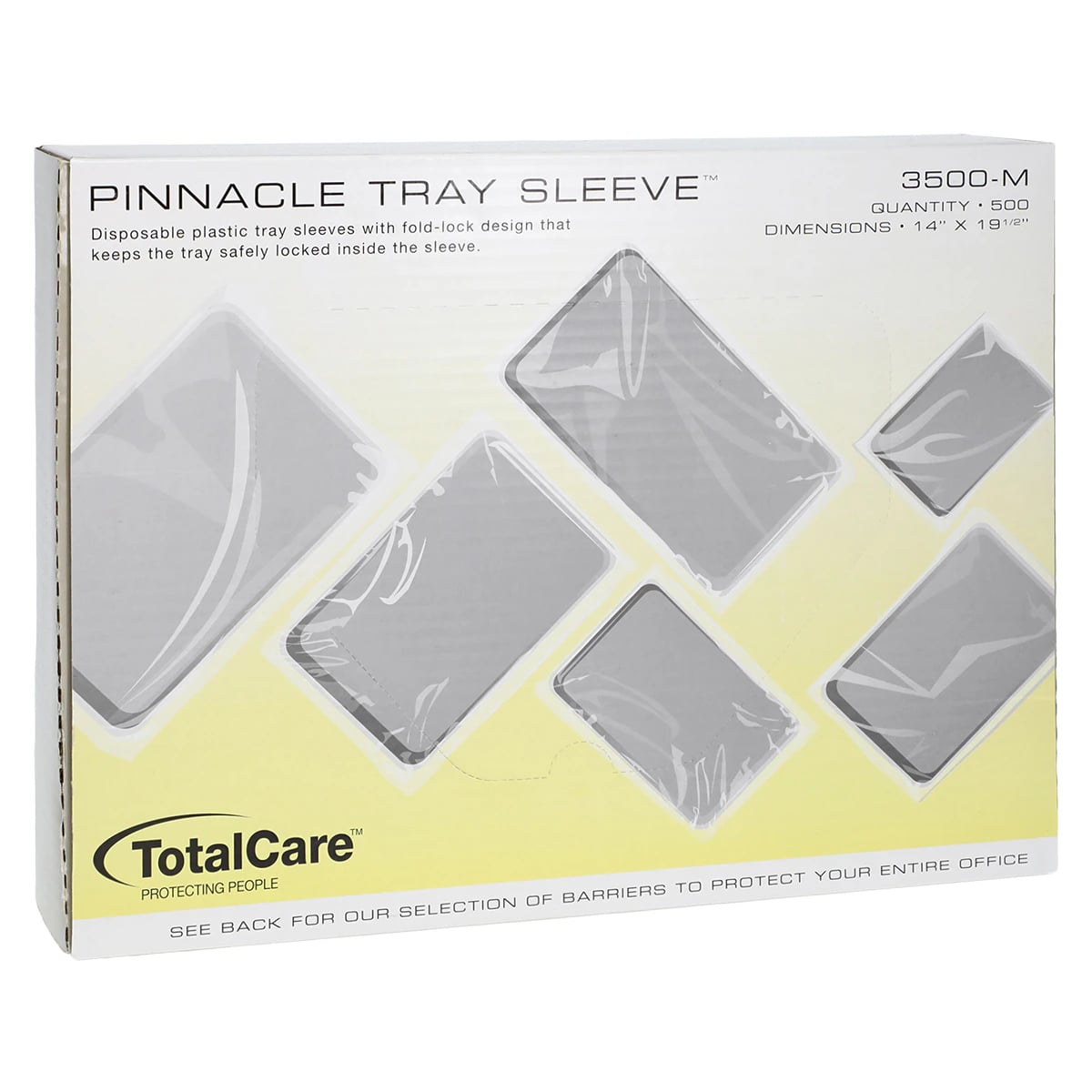 Pinnacle Tray Sleeve, Size M (Mayo Tray), 14" x 19.5", Clear Plastic, 500/Box, #3500M