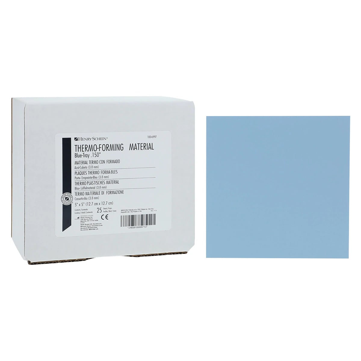 Thermo-Forming Tray Material, Blue, 0.150", 25/Box
