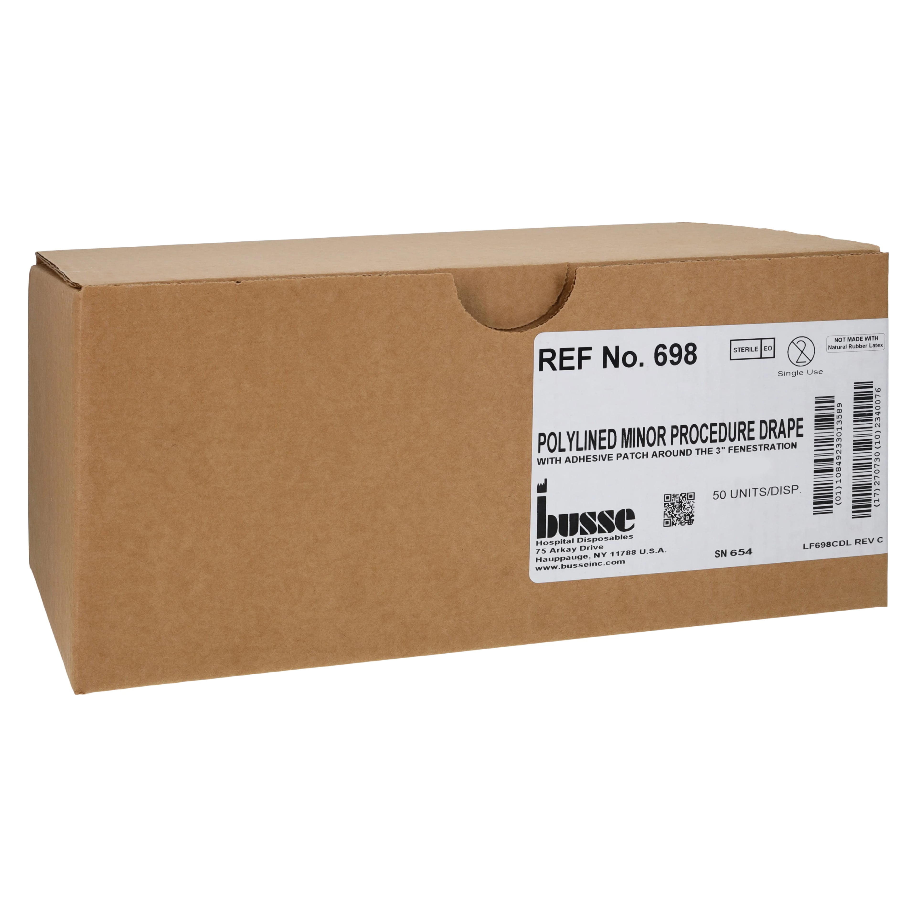 Busse Hospital Disposable Sterile Surgical Drape with Adhesive, 18x26", 3" Fenestrated
