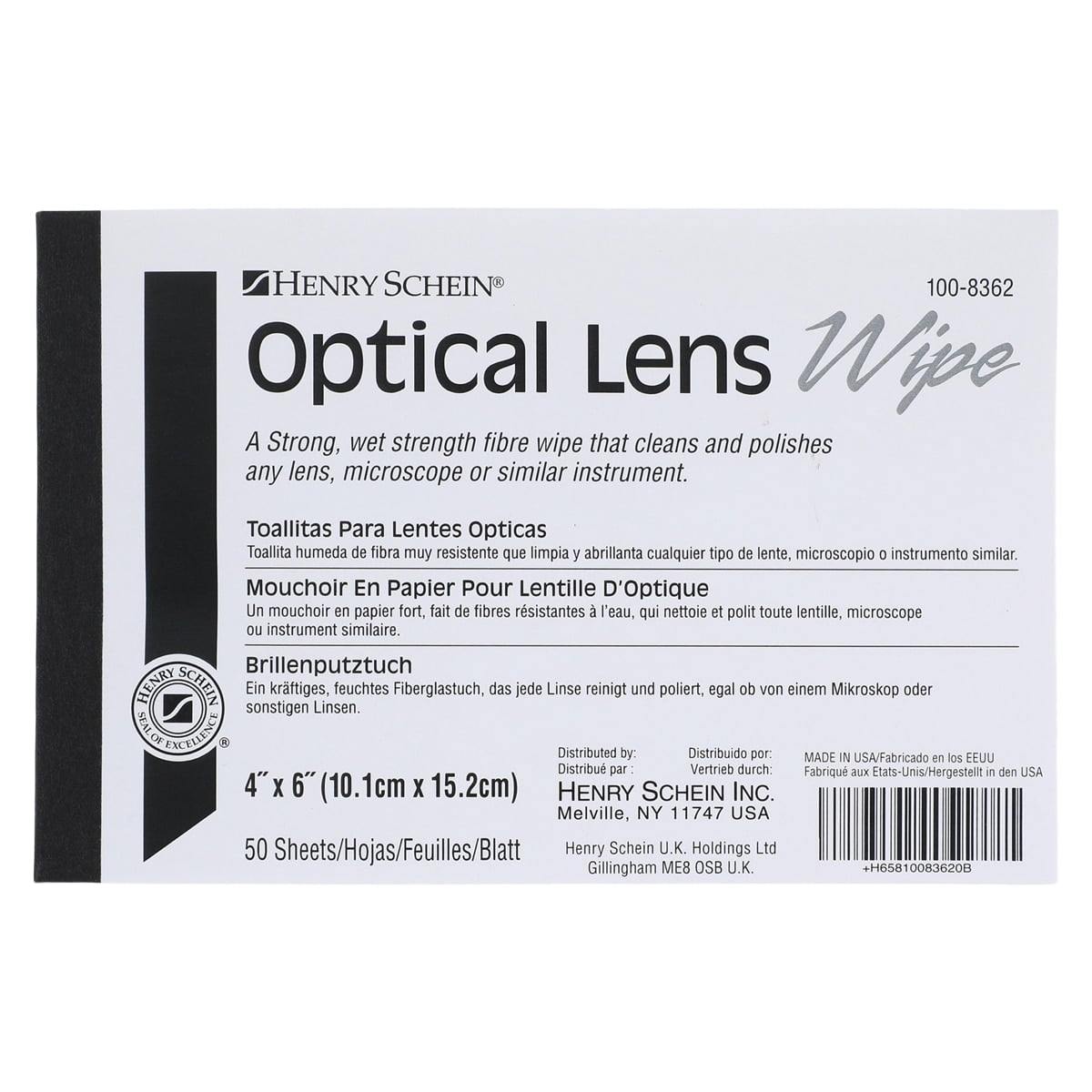 Henry Schein Lens Paper, 4" x 6", 50 Sheets/Package