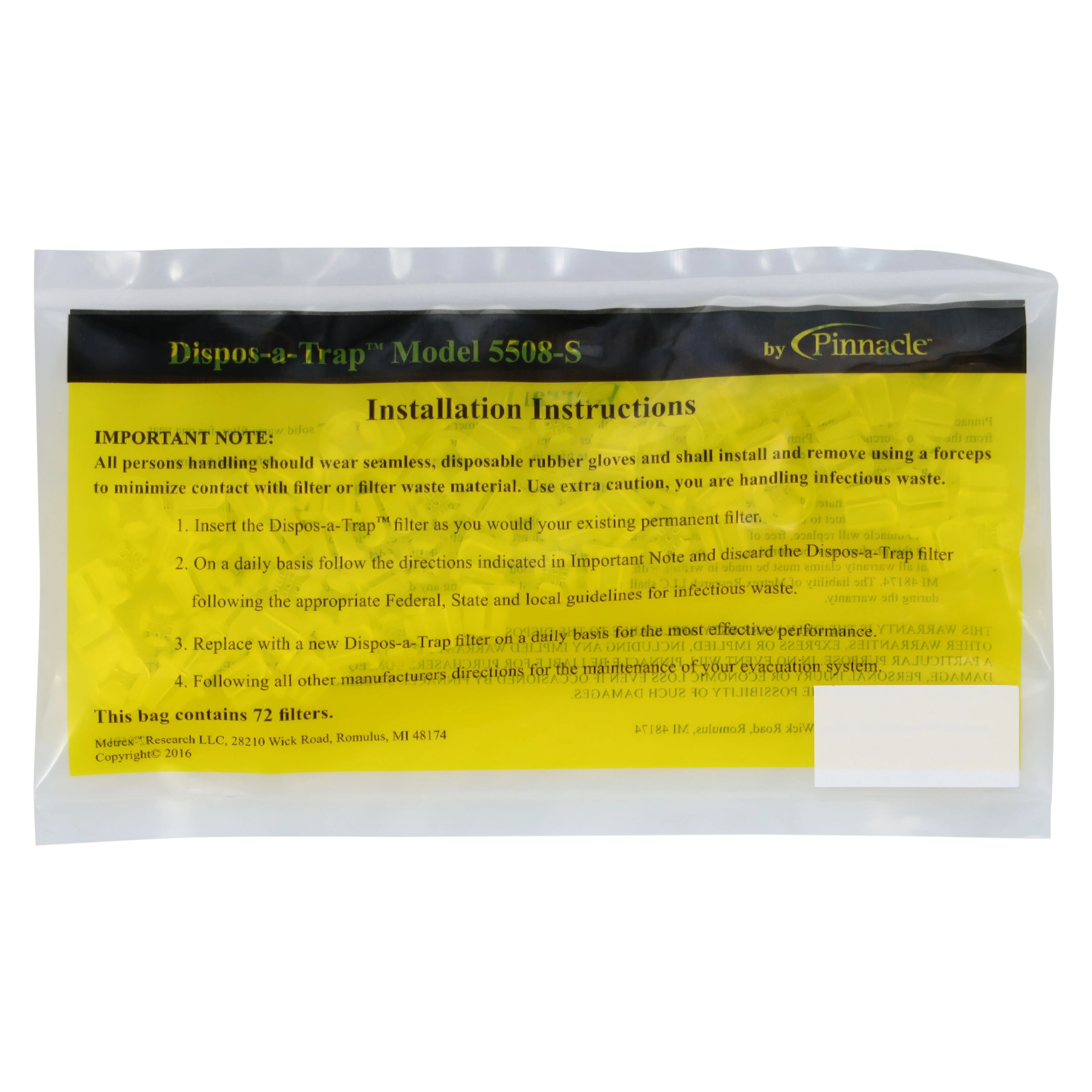 Dispos-A-Trap Universal Disposable Evacuator Trap, Model 5508-S, Fits All Saliva Ejectors, White, 72/Box