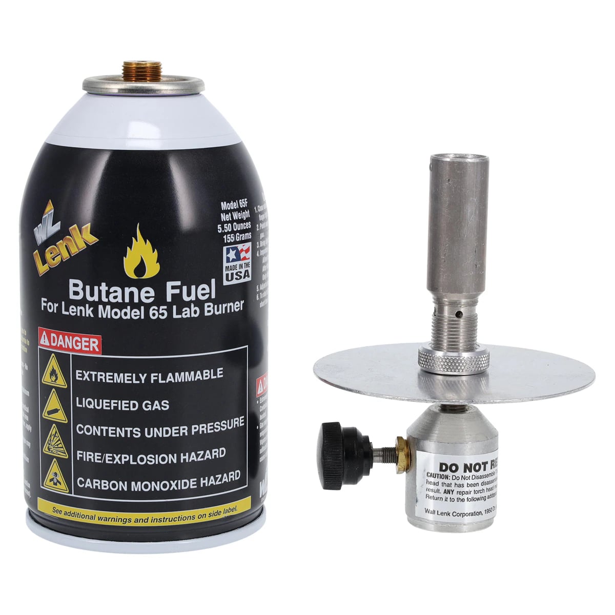 Wall Lenk Model 65 Butane Laboratory Burner with Fuel, 1 Burner Head & 1 Butane Fuel Refill