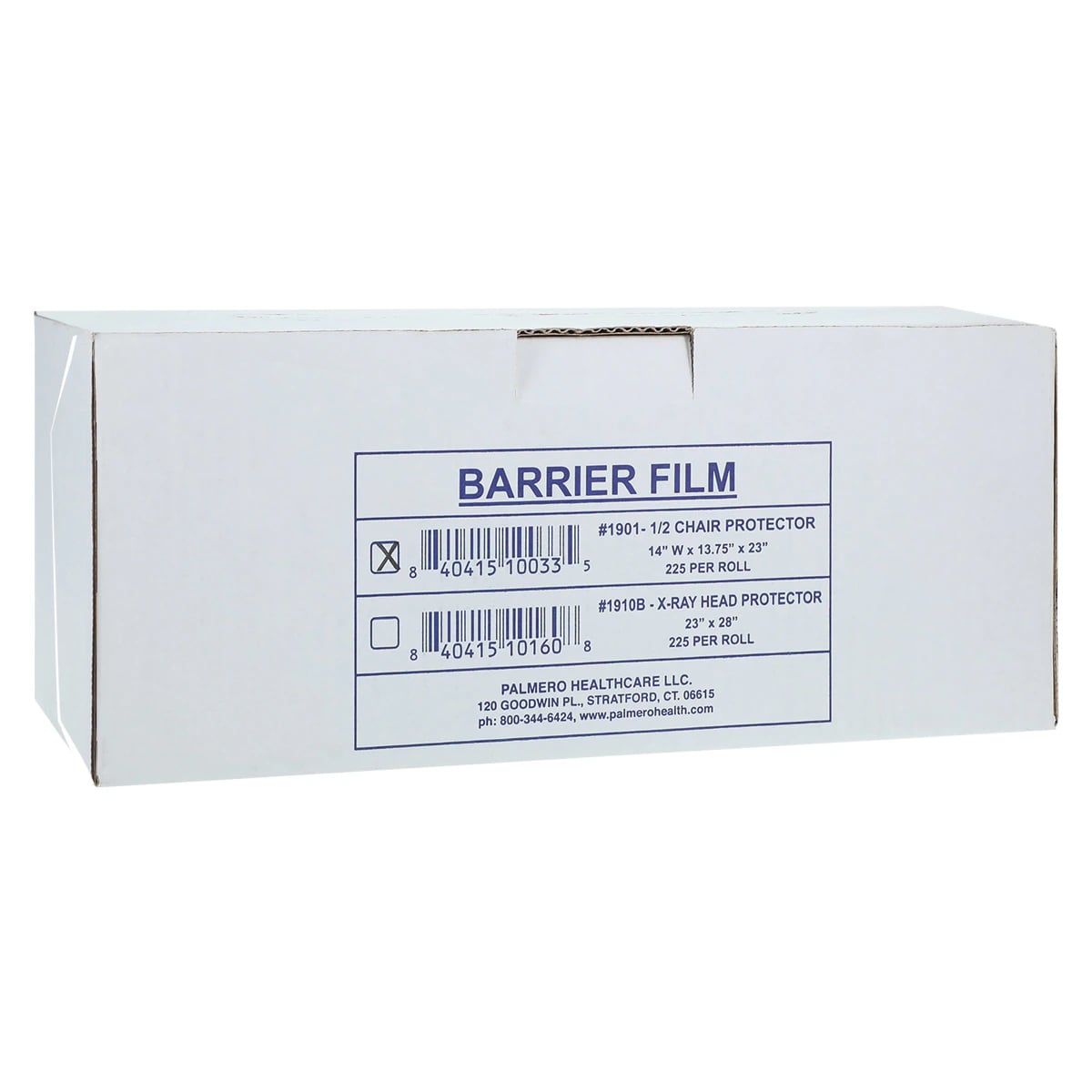 Palmero Protex Half Chair Protector, 14" W x 13-3/4" H x 23" L, Clear, Disposable, 225/Roll, 1901