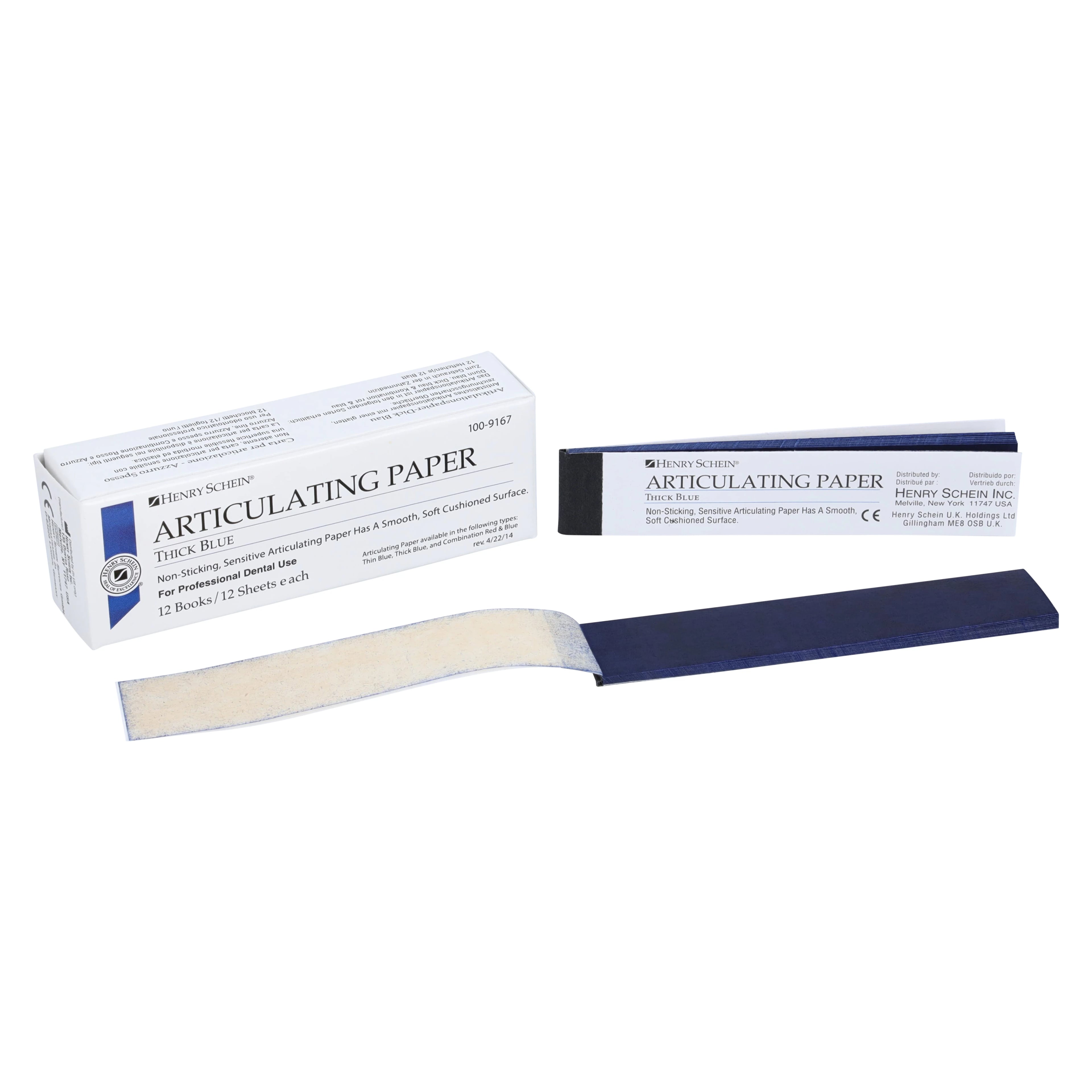 HSI Articulating Paper Strips, Thick, Blue, 79 Microns, 12 Booklets/Box, 144 Strips