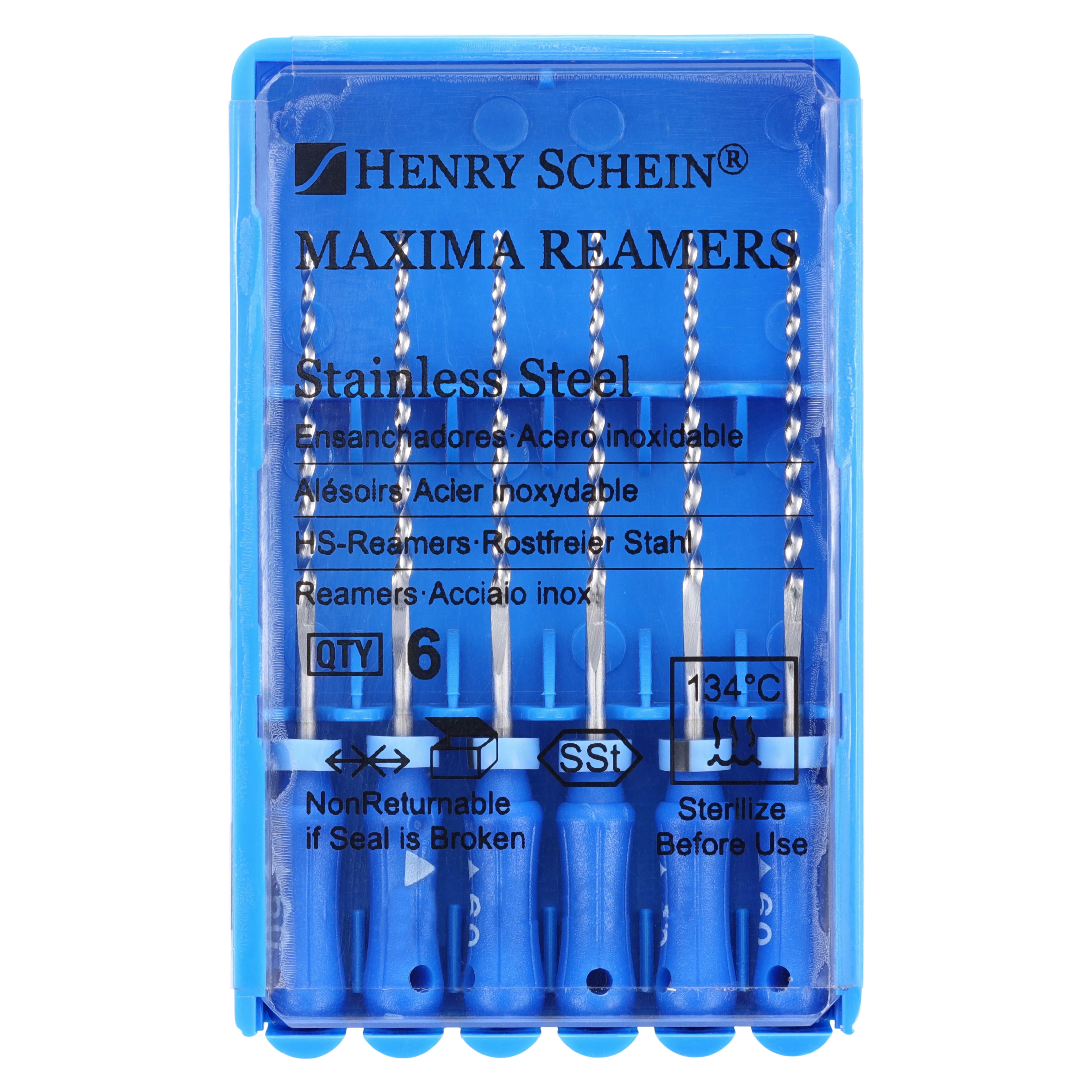 Maxima Hand Reamer, Size 60, 25mm, Stainless Steel, Color Coded Blue, 6/Box