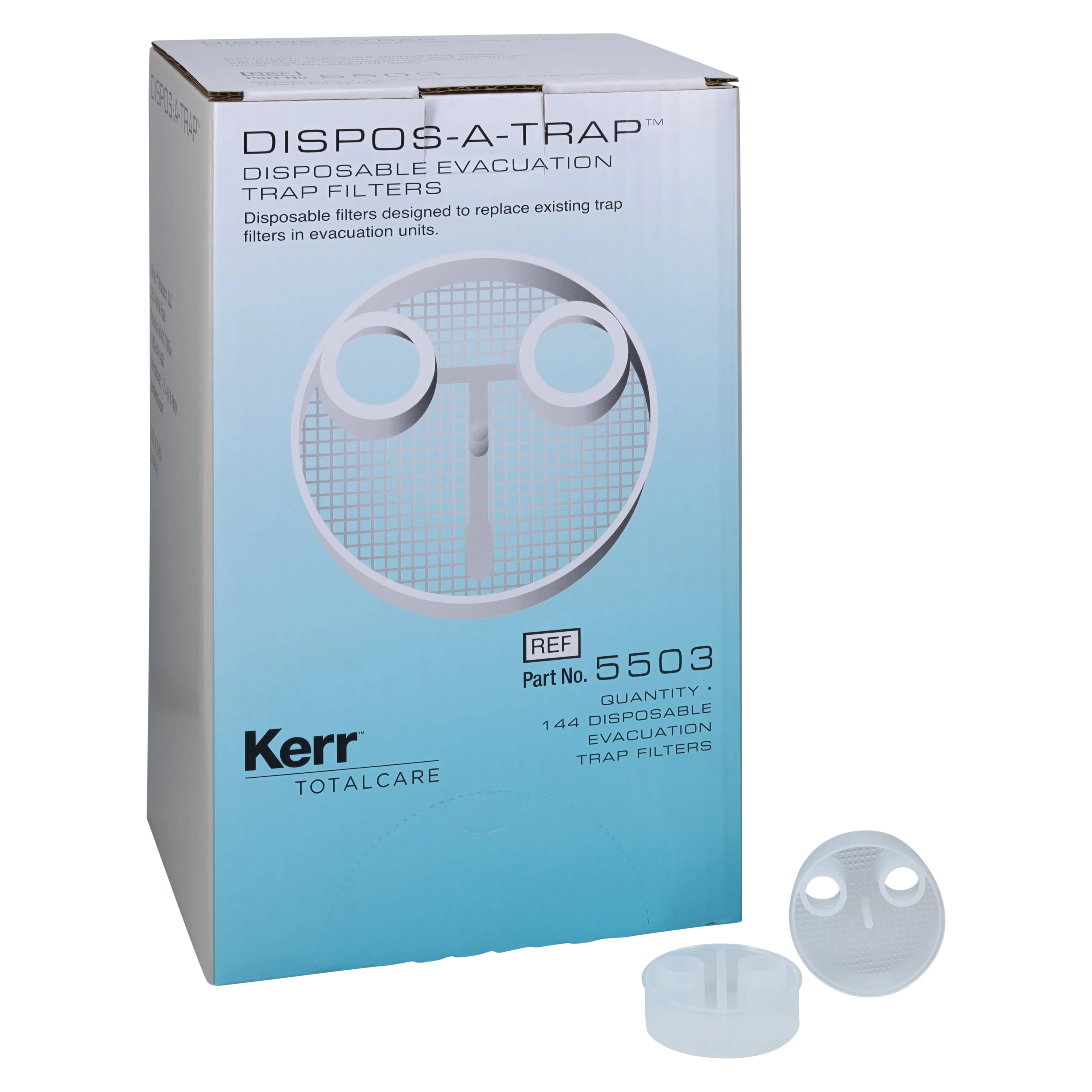Kerr Dispos-a-Trap Disposable Evacuator Trap, Model 5503, 1-7/8" Diameter, 144/Pkg