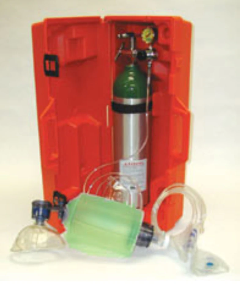 Mada Medical Emergency Oxygen Resuscitation Kit "D" Size, Empty D Cylinder, Fixed Flow Regulator (6 LPM), Manual Resuscitator, Mask, Tubing, and Carrying Case