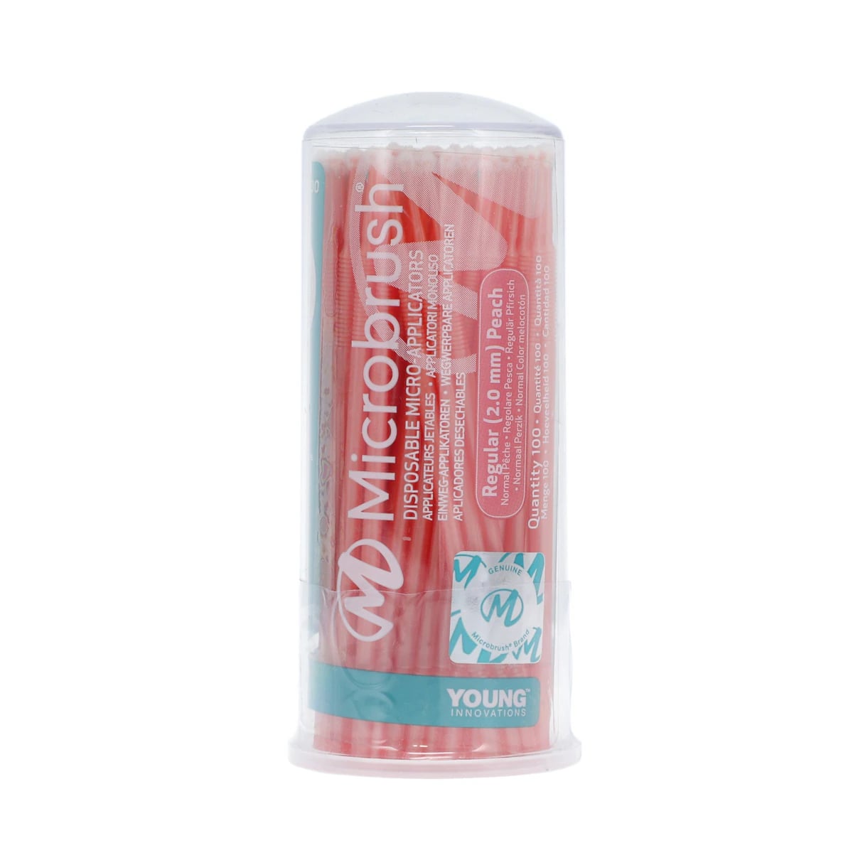 Microbrush Tube Series Disposable Applicators, Regular (2.0 mm), Peach, 100/Pkg, MRS400