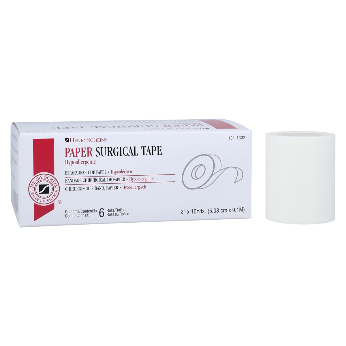 Henry Schein Surgical Tape Paper, 2" x 10 yd, White, Non-Sterile, 6/Box